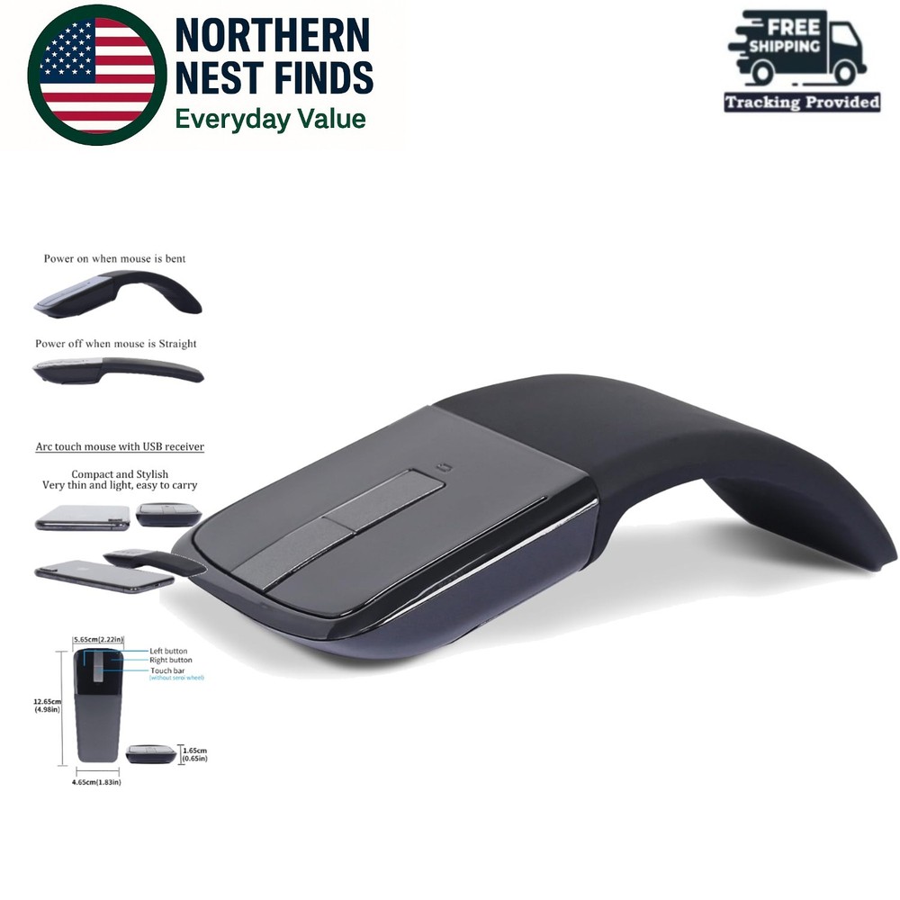 Compact Bluetooth Arc Mouse - Wireless Travel Companion for Laptops & Tablets
