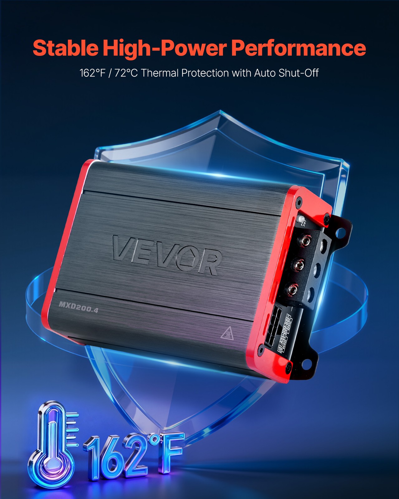 VEVOR Car Audio Amplifier Car Amplifier 4-Channel Class D Max. 4x120W at 4 Ohms