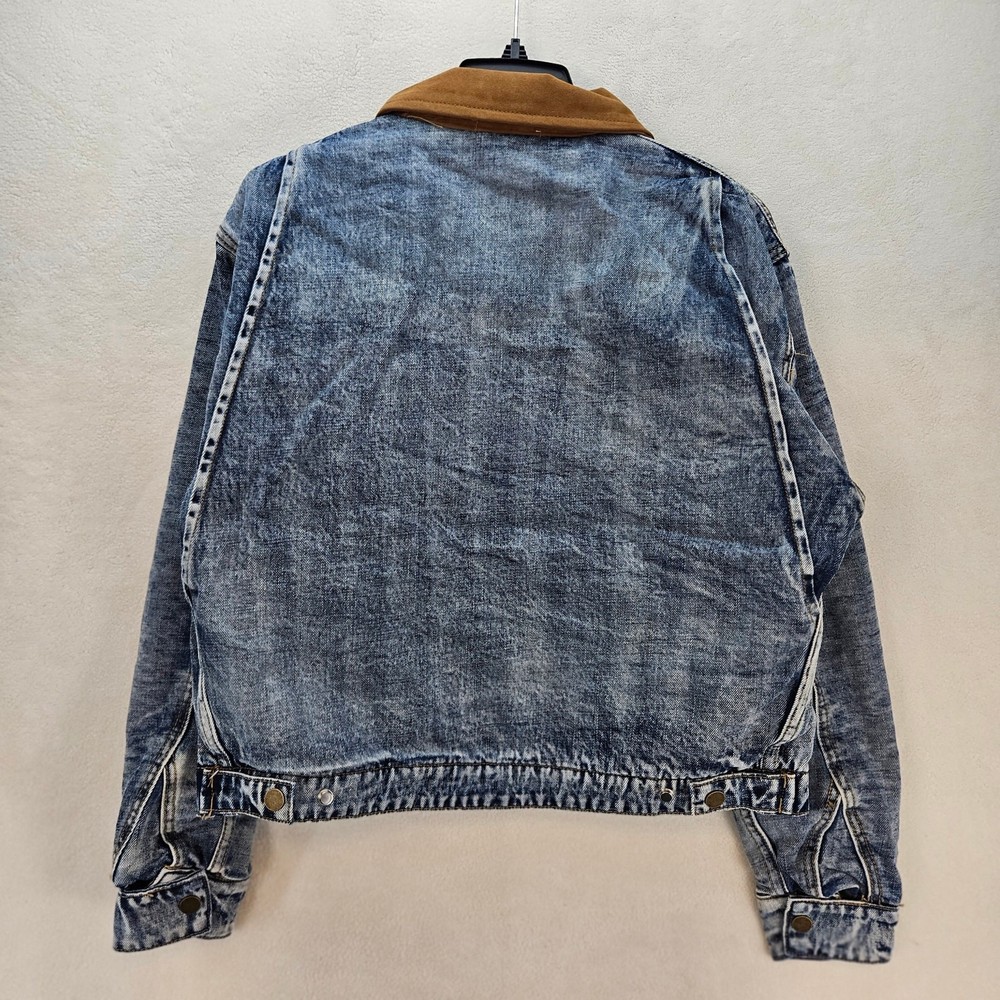 MNML UNISEX SMALL COLLARD WORK DENIM JACKET NWT DISTRESSED