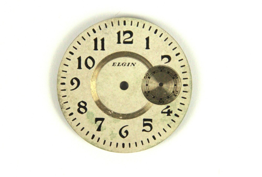 6S Elgin Pocket Watch Metal Dial 1073 - Side-Seconds