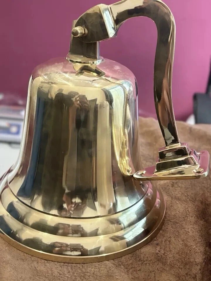 Large Nautical Ship's Boat Bell 11" Solid Brass Marine Maritime Wall Decor GIFT