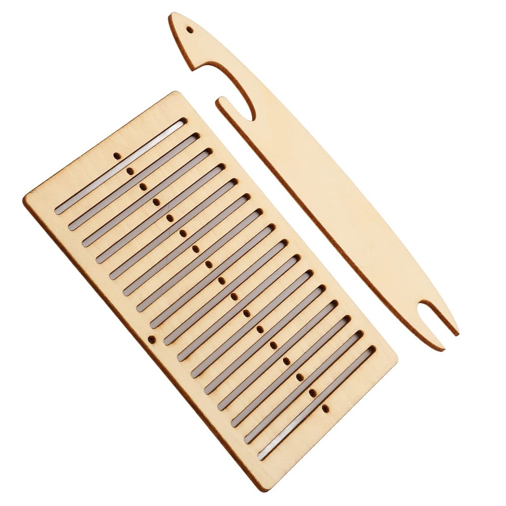 Wooden Weaving Kit with Heddle & Shuttle Backstrap Tools for Beginners Home Craf