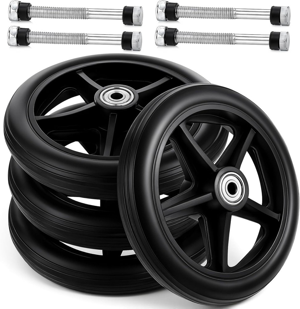 4 Pack 6" Solid Wheelchair Walker Rollator Front Wheels w/ Axles