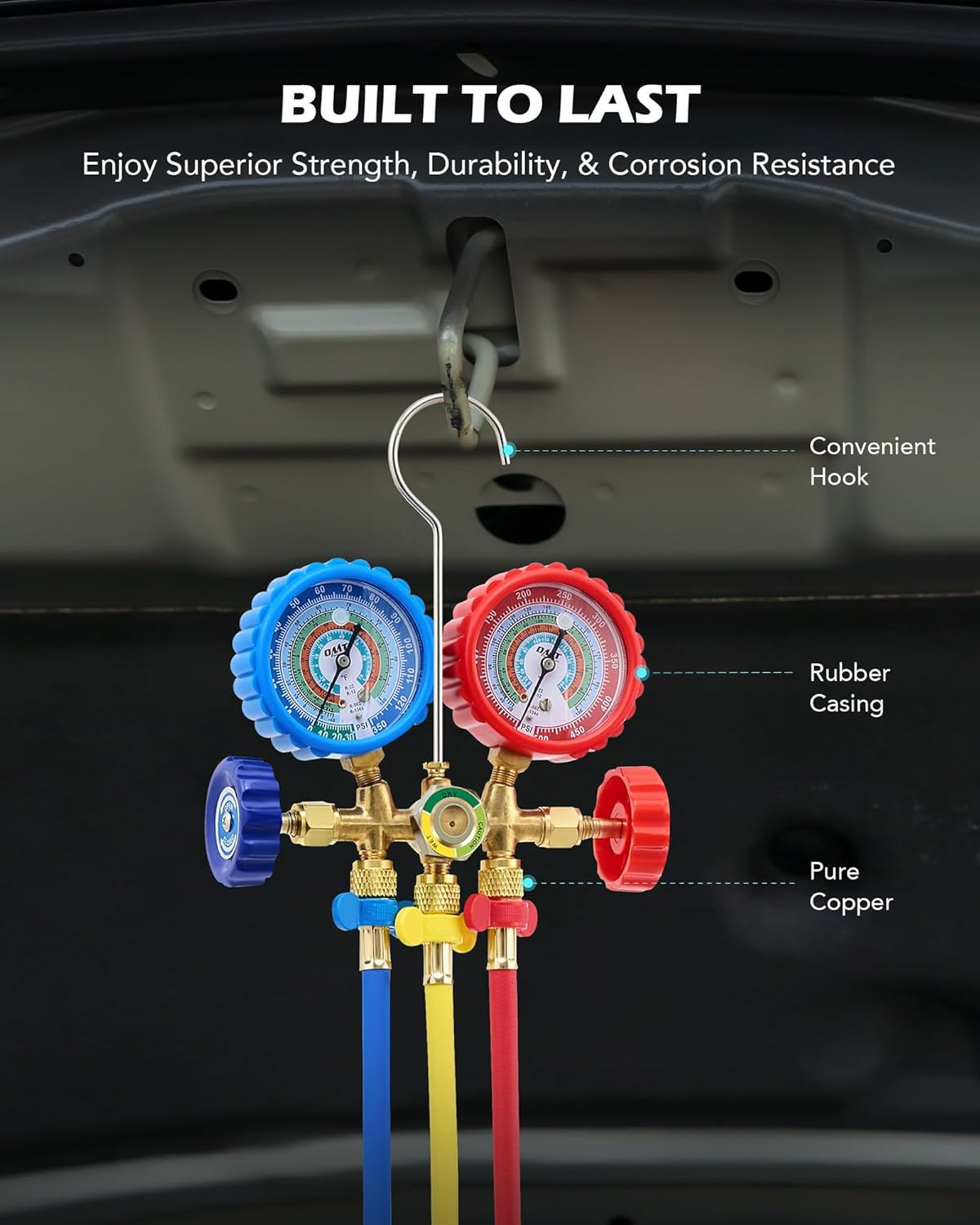 AC Manifold Gauge Set for R12 R22 R502 R134A Refrigerant, 3 Way Automotive AC Ga
