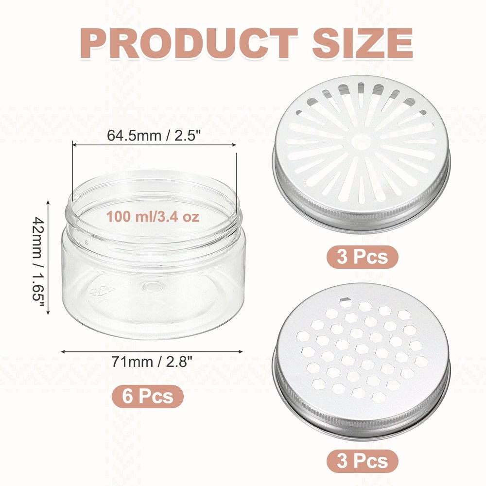 Empty Scent Beads Container, Plastic Freshener Tin 6Pcs & 3.4oz/100ml