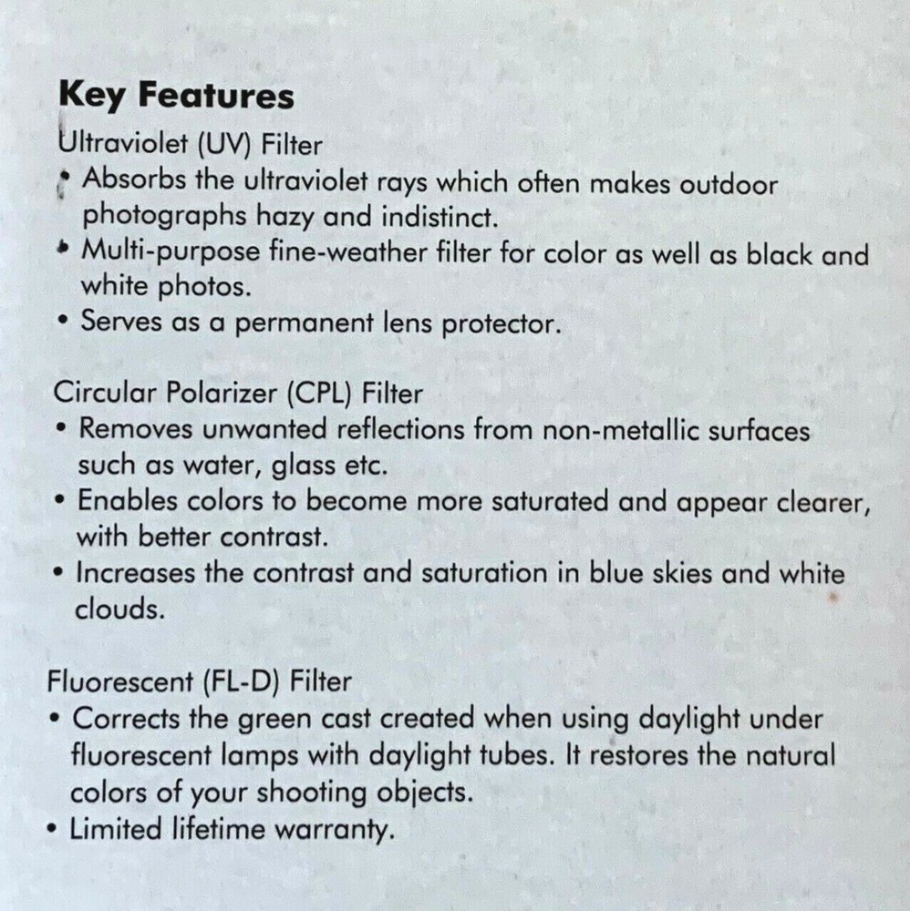 FILTER KIT+LENS CAP for Panasonic HC-VX3 Digital Video Camcorder