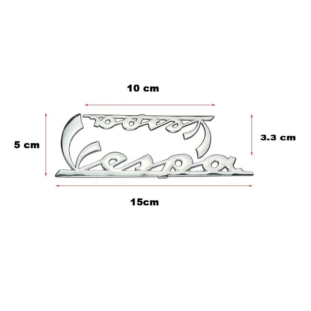 3D OEM NEW VESPA PIAGGIO SELF ADHESIVE SILVER SIDE PANEL LEGSHIELD BADGE SET