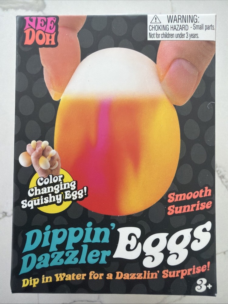 NeeDoh Dippin’ Dazzler Egg, Easter Gift Nee Doh Color Changing Egg, Orange & Red