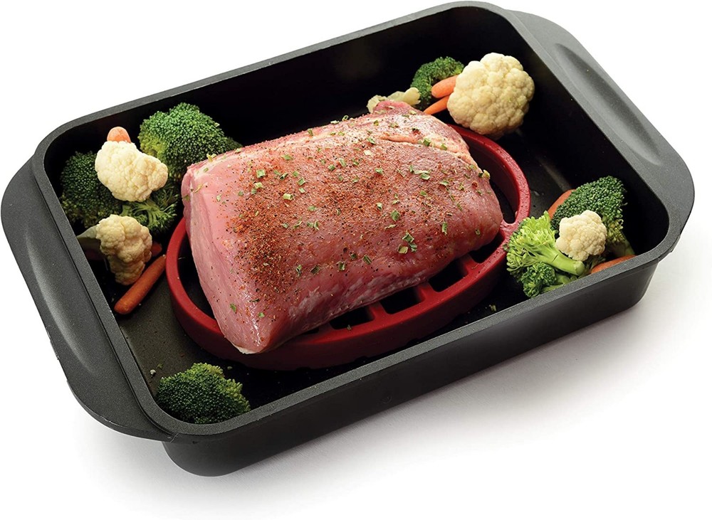 Norpro Oval Silicone Roast Rack, Red
