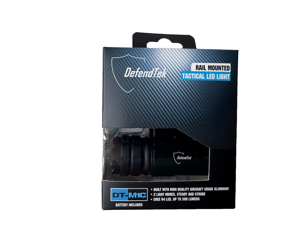 DefendTek DT-M1C Black Rail Mounted Tactical LED Flashlight