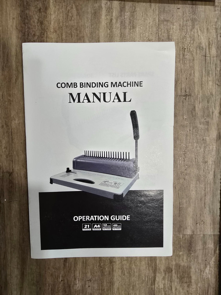 Manual Binding Machine, 21-Hole, 450 Sheets, Comb Binding Machine w/1 Box Combs