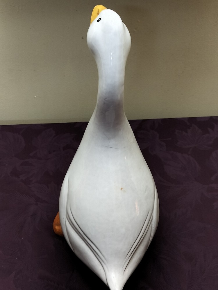 Ceramic White Goose Signed Made In Italy