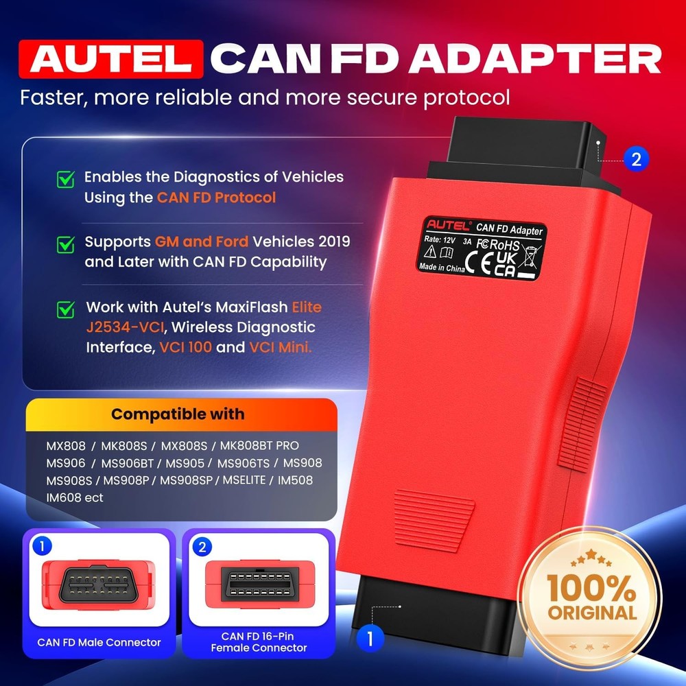 Autel CAN FD Adapter Compatible With VCI for Diagnostic Scanner Tool