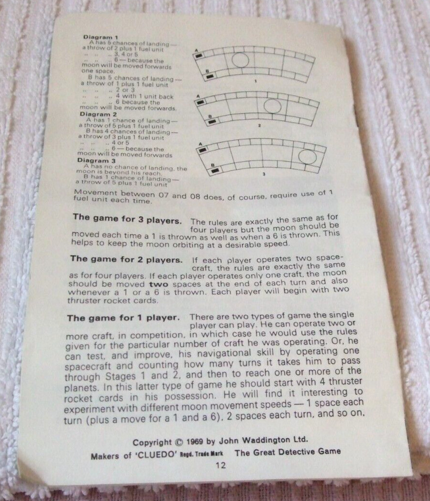 WADDINGTONS VINTAGE BLAST OFF! BOARD GAME - (INSTRUCTIONS BOOKLET) ONLY - USED