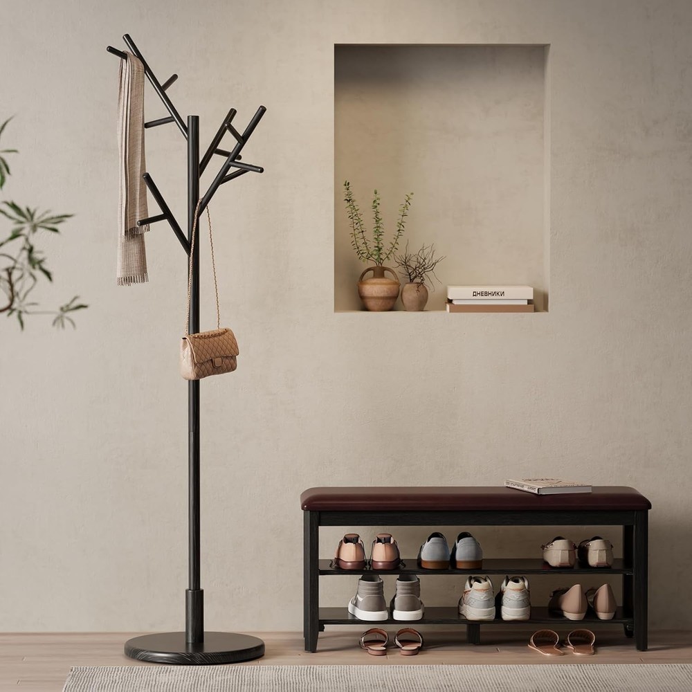 Coat Rack Solid Wood Coat Rack Freestanding W/ 12 Hooks Coat tree freestanding 3