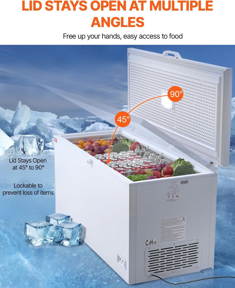 Spacious 17.2 Cu.Ft Chest Freezer with Adjustable Temp & Locking Lid