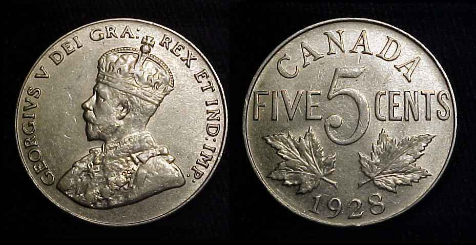 CANADA 1928 Five Cents VF