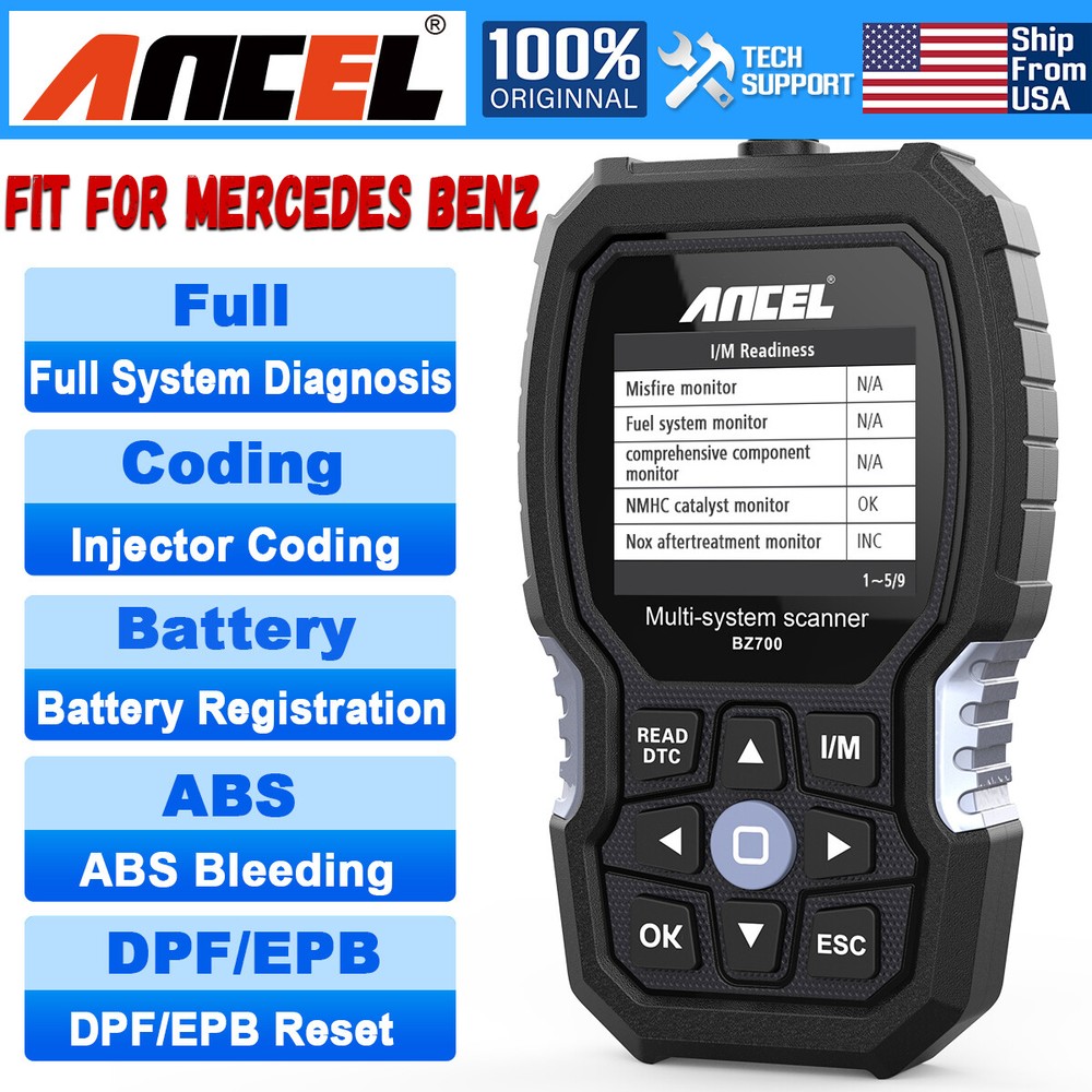 ANCEL BZ700 Car OBD2 Scanner for Mercedes Benz Full System Code Reader ABS SRS
