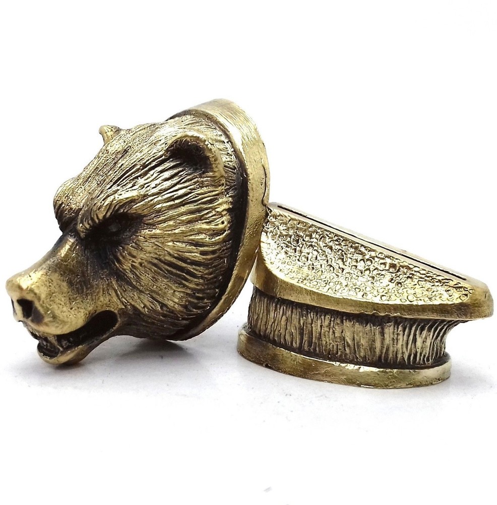 SET BEAR SOLID BRONZE FINGER GUARD BOLSTER & POMMEL CUSTOM KNIFE MAKING