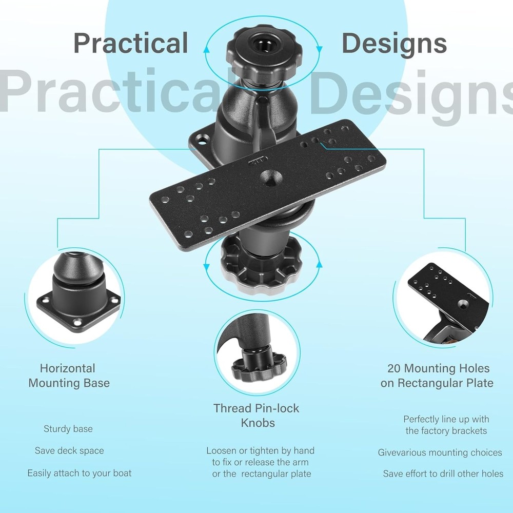 Horizontal 6" Swing Arm Mount Fishfinders & Chartplotters Mount Bracket 360°