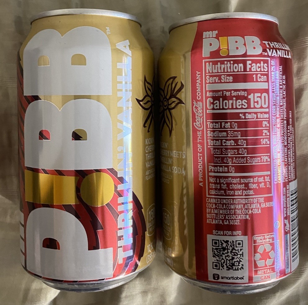 NEW MR PIBB KICKIN' CHERRY MEETS THRILLIN' VANILLA SODA (2 CANS)