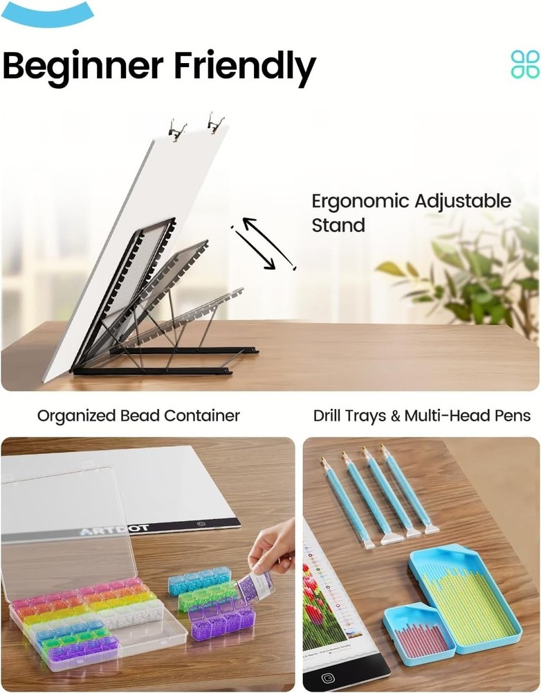 A2 LED Light Pad for Diamond Art USB Powered Light Board Kit, Adjustable