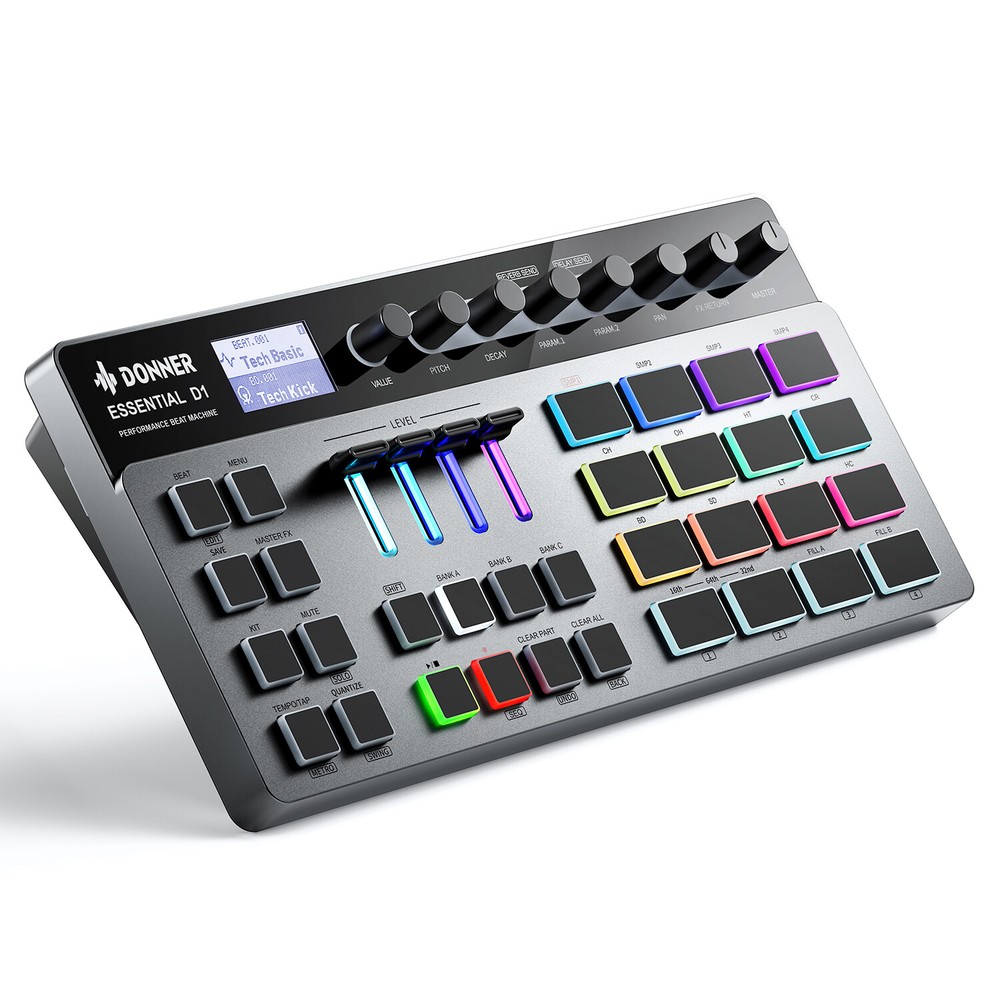 Donner Essential D1 Performance Beat Machine Step Sequencer Finger Drum Machine