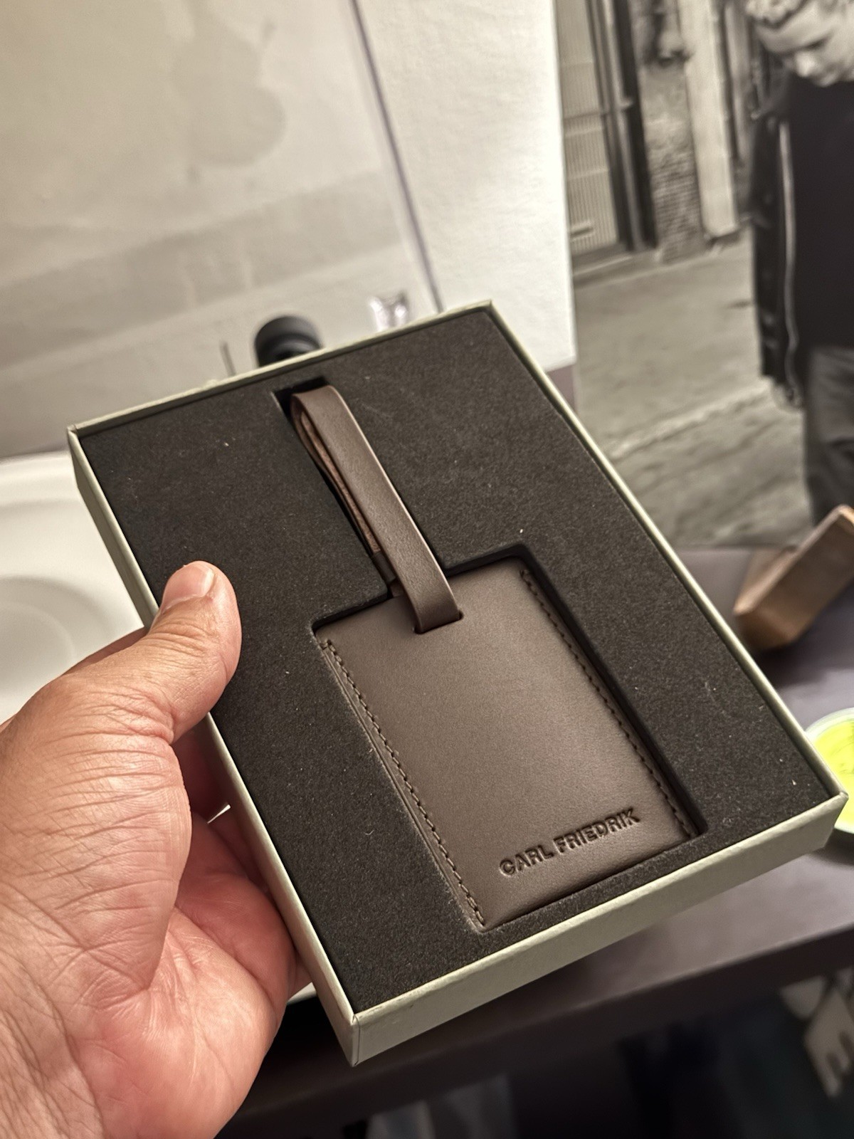 Bundle x2 Carl Friedrik Chocolate Luggage Tag New Vachetta Leather Smooth Luxury