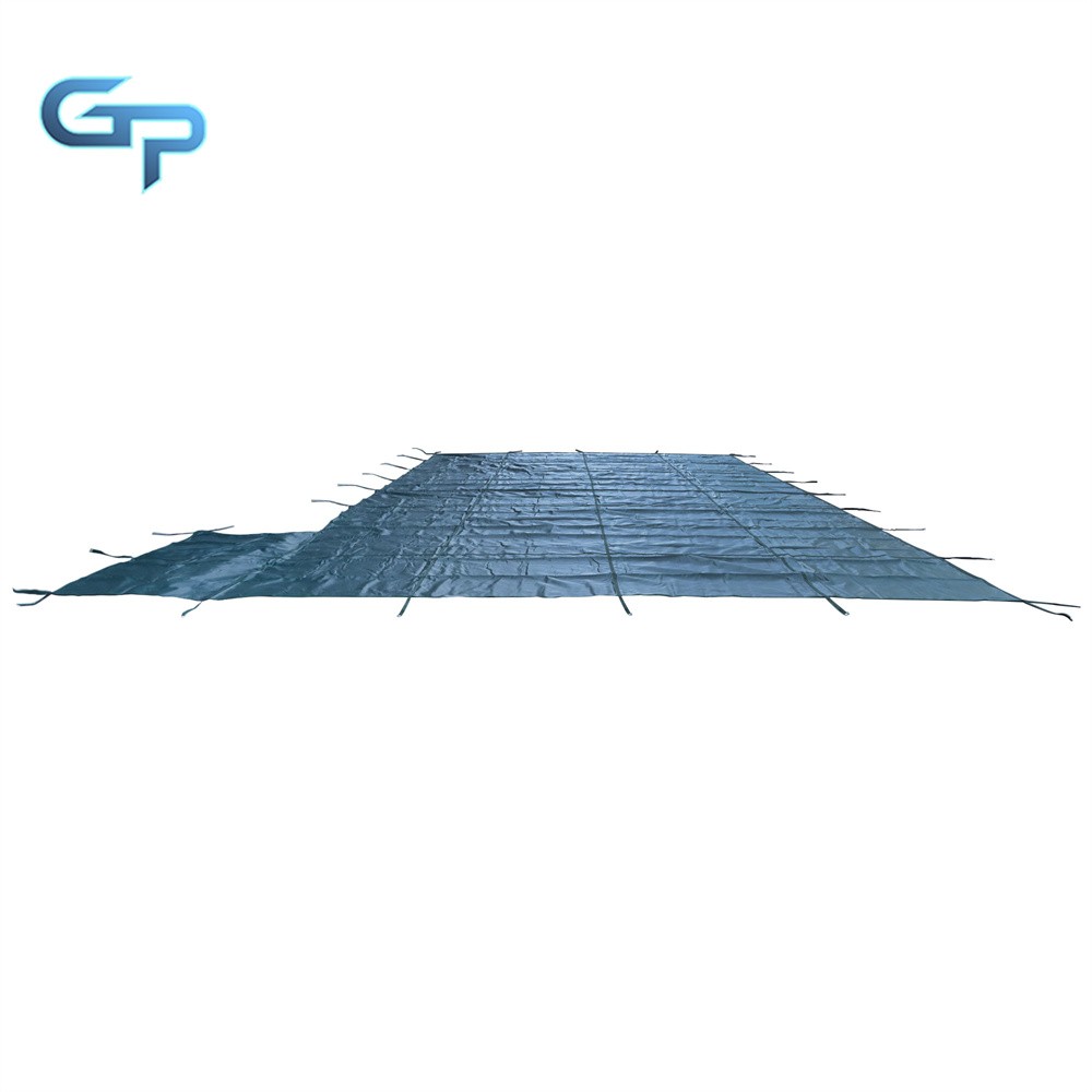 Solid Rectangular Pool Safety Cover With 4'x8' Right Step and Drain For 20x40FT