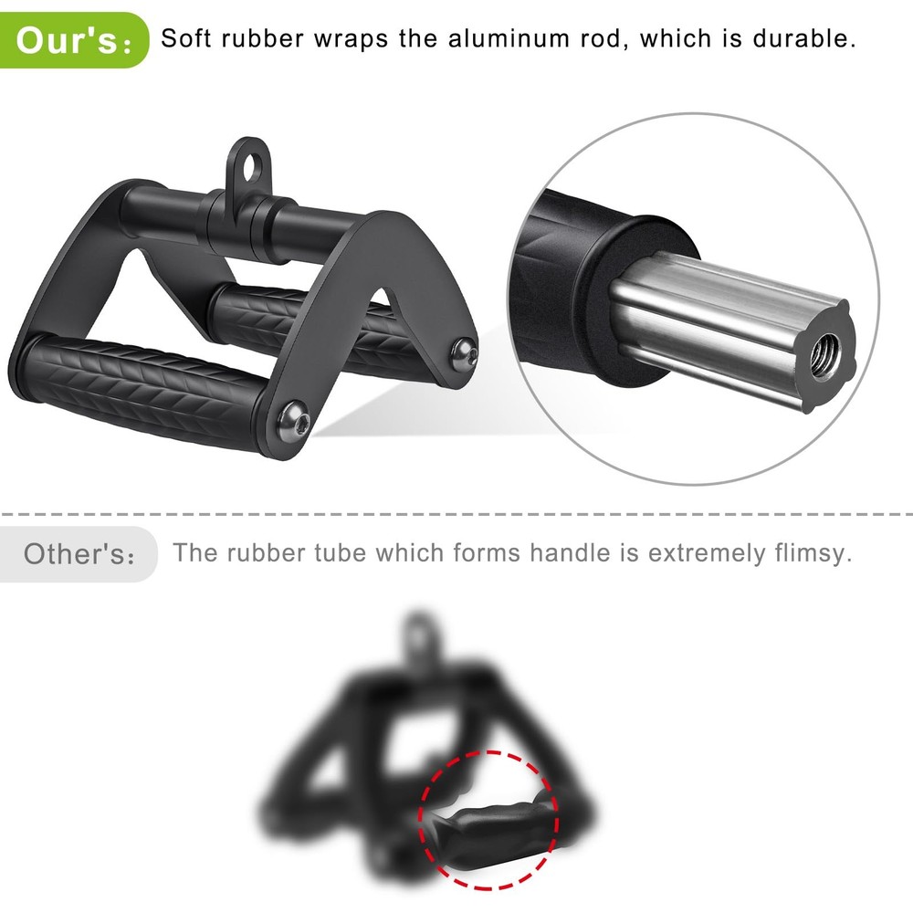 Double D Row Handle Cable Attachment, Rotating V Handle with Non-Slip Rubber ...