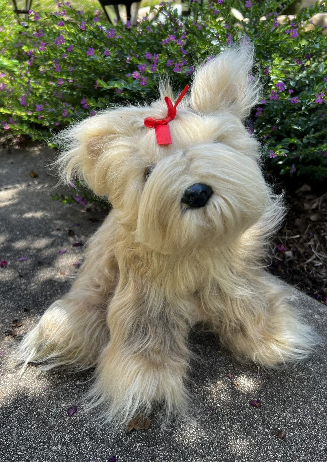 9” Tall Gund Yorkshire Terrier Sitting Dog Pup Plush Stuffed Animal with Red Bow