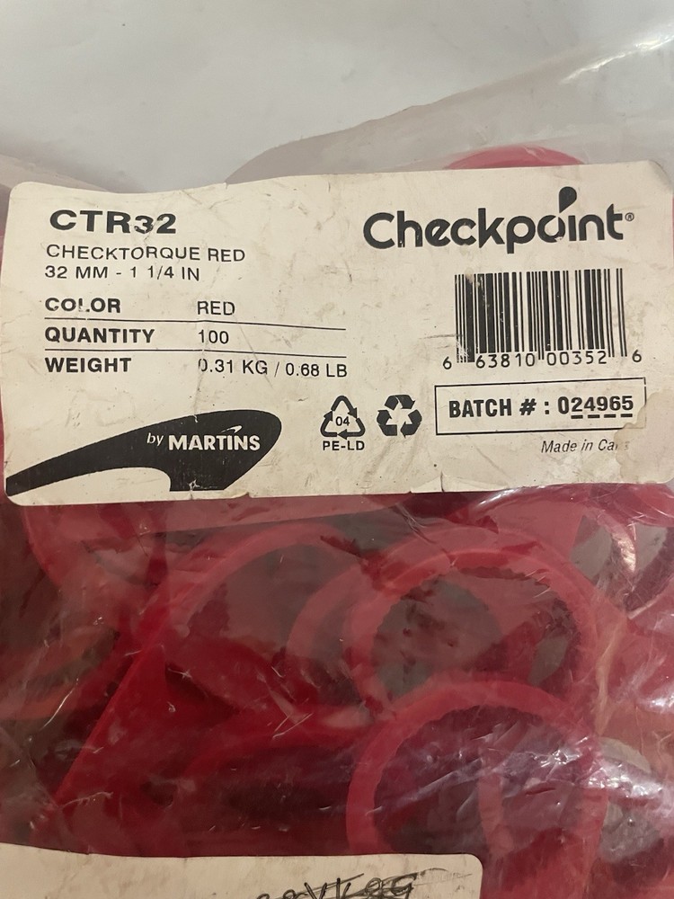 Qty 100 Check Point CTR32 Check Torque Red 32mm - 1-1/4in