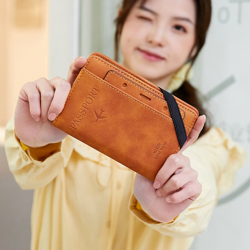 Family Travel Wallet Passport Holder RFID Blocking Document Organizer Bag Case