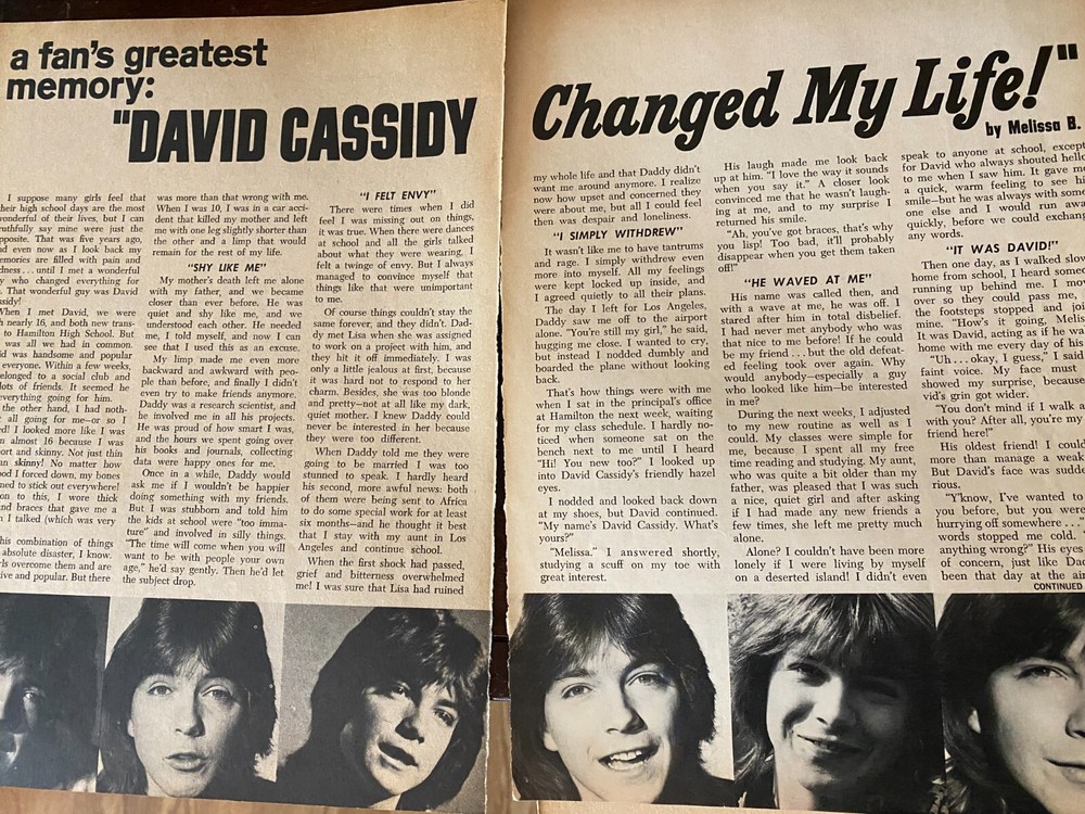David Cassidy, Five Page Vintage Clipping