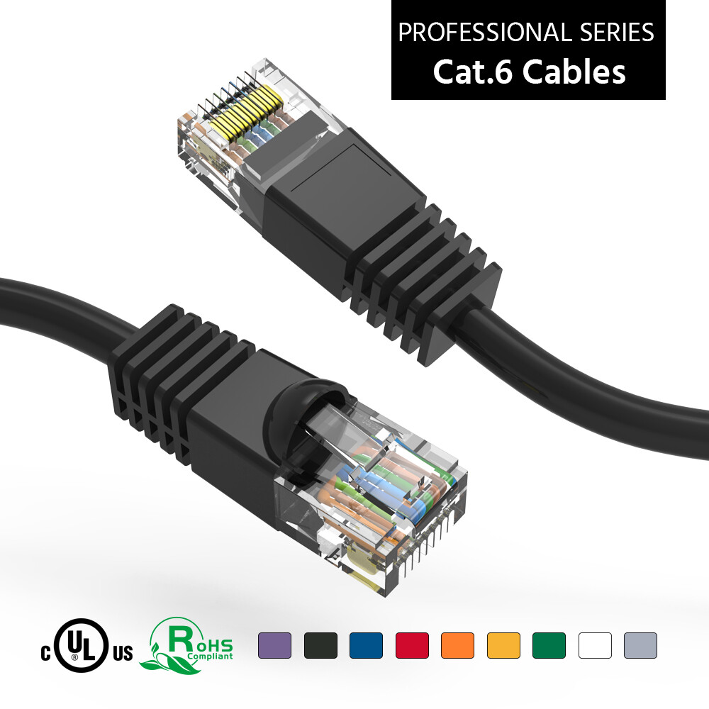 7Ft CAT6 UTP Ethernet Network Booted Cable Black