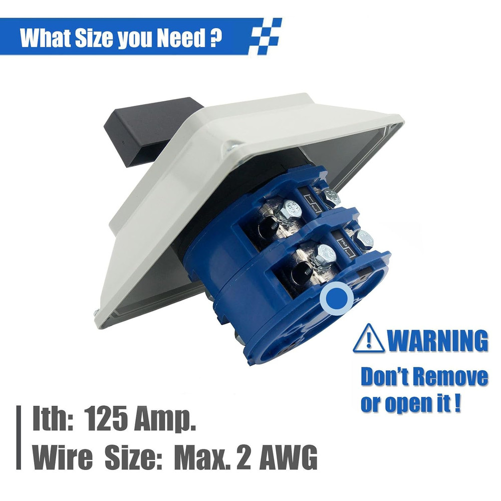 125A Rotary Changeover Switch with Master Switch Exterior Box, 660V 3 Position 2