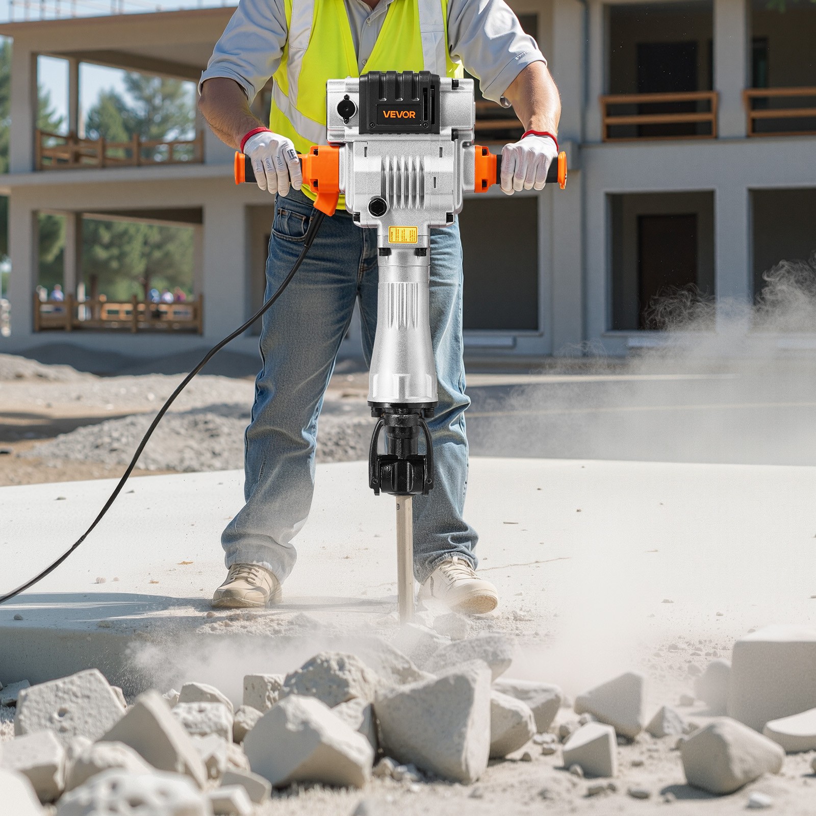 VEVOR Demolition Jack Hammer Electric Concrete Breaker 2100 W 1650 BPM Trolley