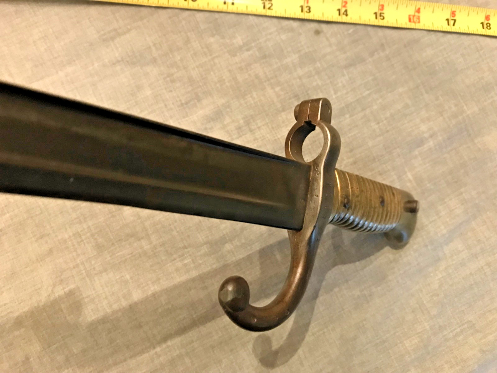 French Model 1866 Chassepot Yataghan Sword Bayonet Dated 1870