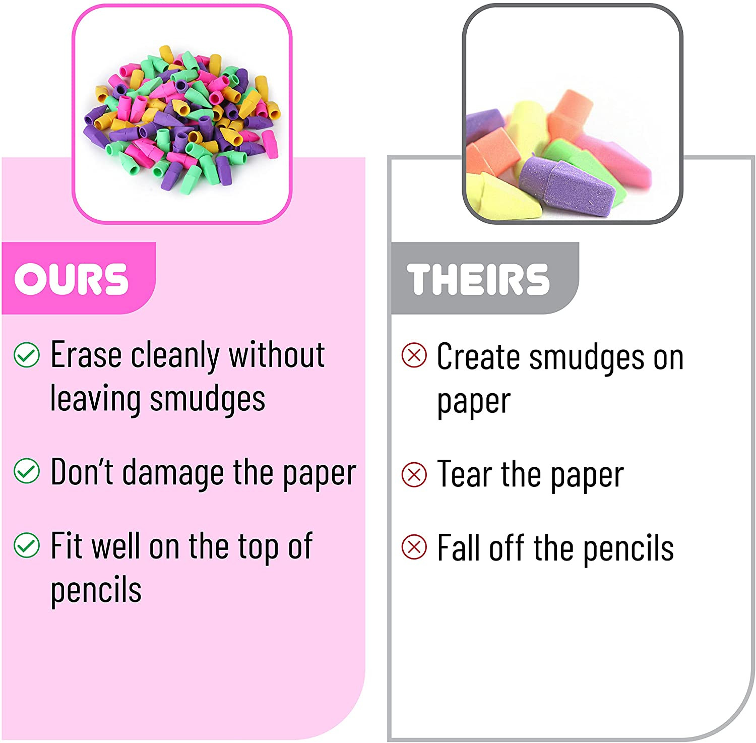 Erasers for Pencils, 120 Pack, Pencil Top Erasers, Eraser Caps, Cap Tops, Topper