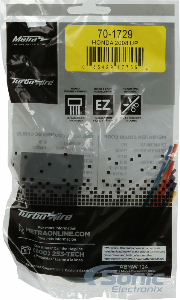 Metra 70-1729 Car Audio Wiring Harness for Select 2008-Up Honda Accord Vehicles
