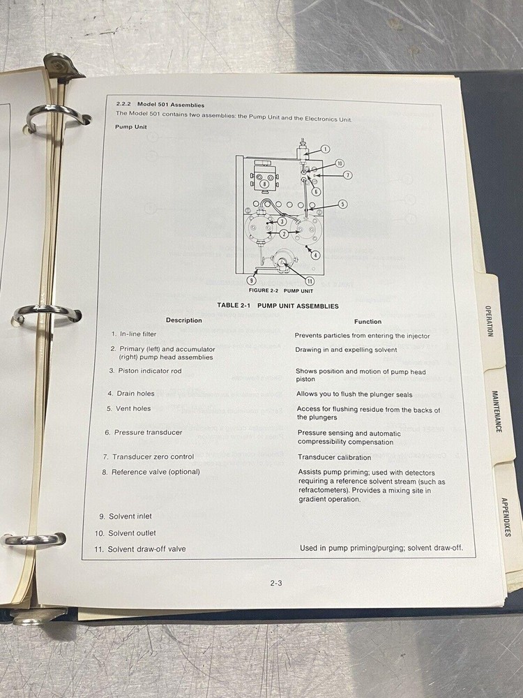 Waters 501 Solvent Delivery System - Users Guide / Instructions Manual