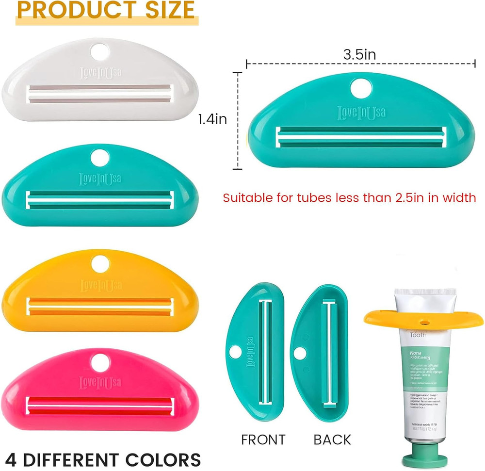 4PCS Toothpaste Squeezer, Hanging Tube Squeezer Tool Multicolor Tubular Paste