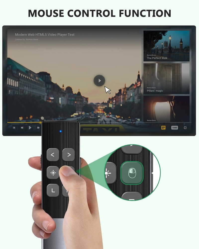 Wireless Rechargeable Presentation Clicker- Presentation Remote with Air Mous...