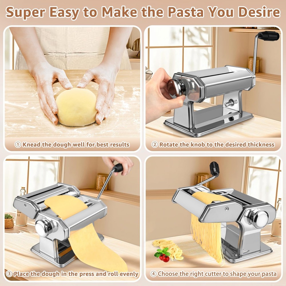 Pasta Maker Stainless Steel 7 Thickness Roller