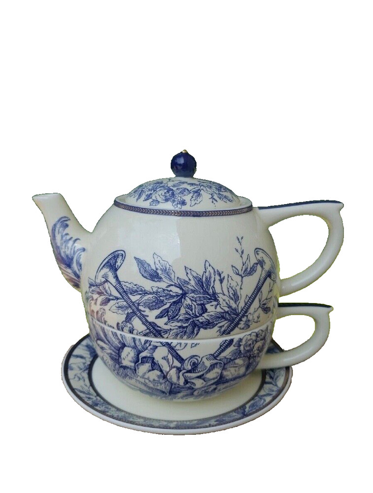 MUD PIE " Province" blue / white tea for one NIB