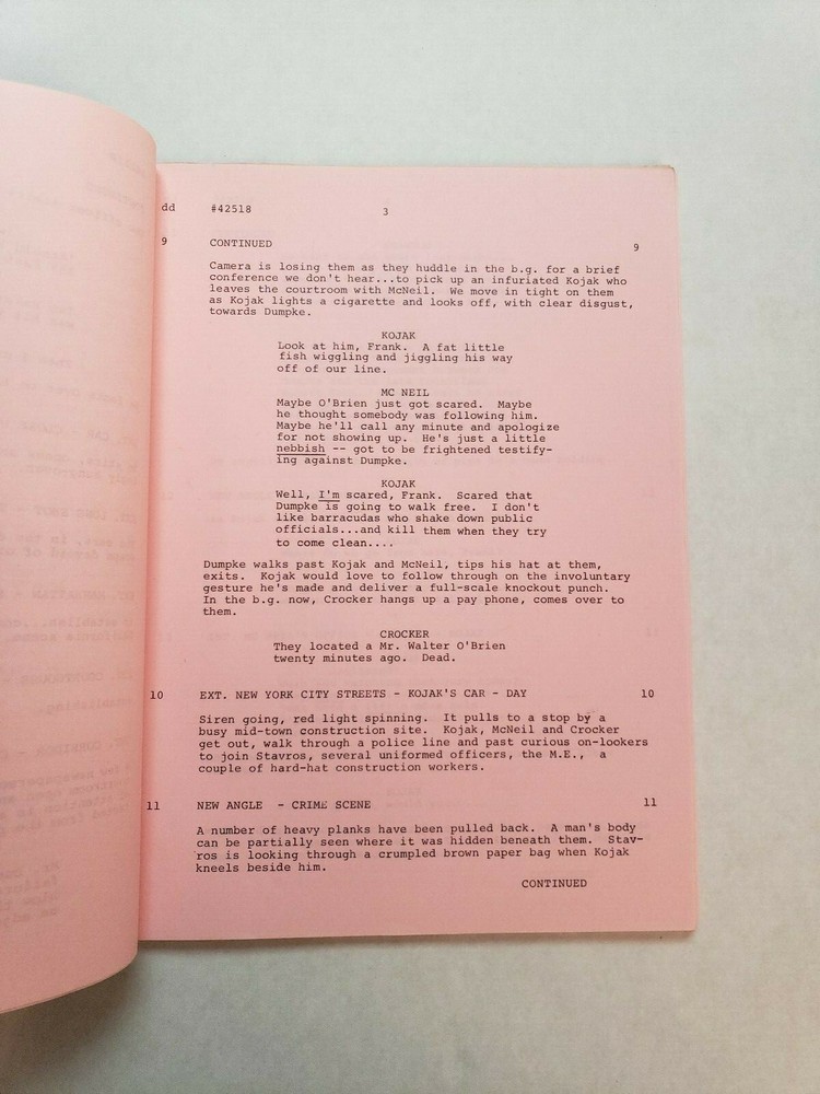 KOJAK / Brian McKay 1975 TV Show Script, Max Showalter & Judith Lowry
