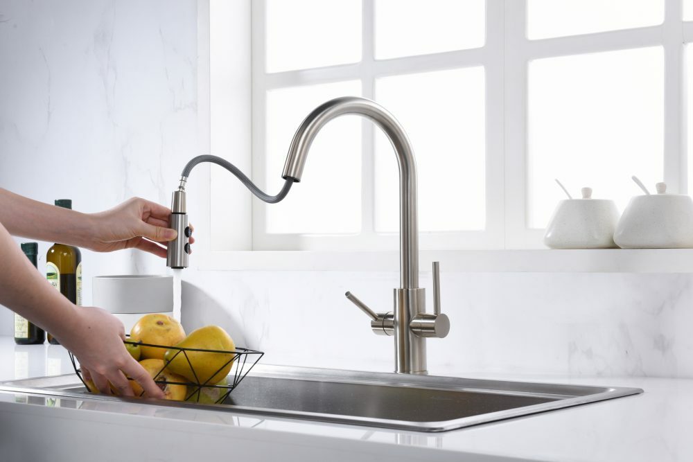 Oakland Two Handle Pull-Down Kitchen Faucet In Brushed Nickel