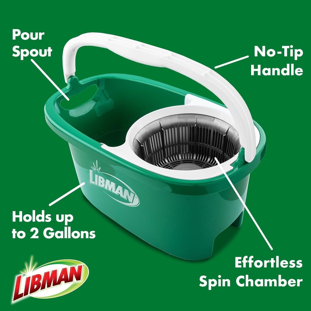 Tornado Spin Mop System with 4 Microfiber Heads - No-Tip Bucket & Spin Chamber