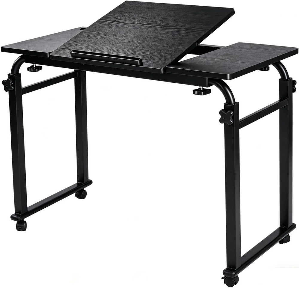 Overbed Bedside Table Over The Bed Table W/ Wheels Height Adjustable Medical