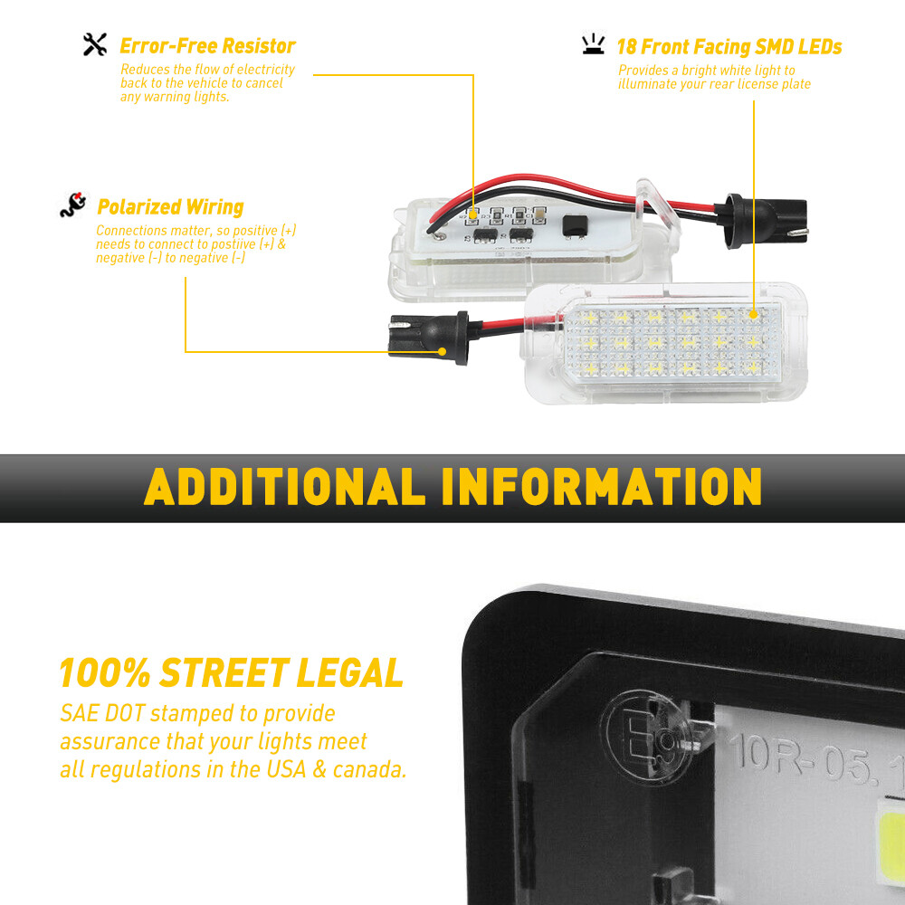 2x For Ford Escape 2013-19 LED License Plate Light Tag Lamp Assembly Replacement